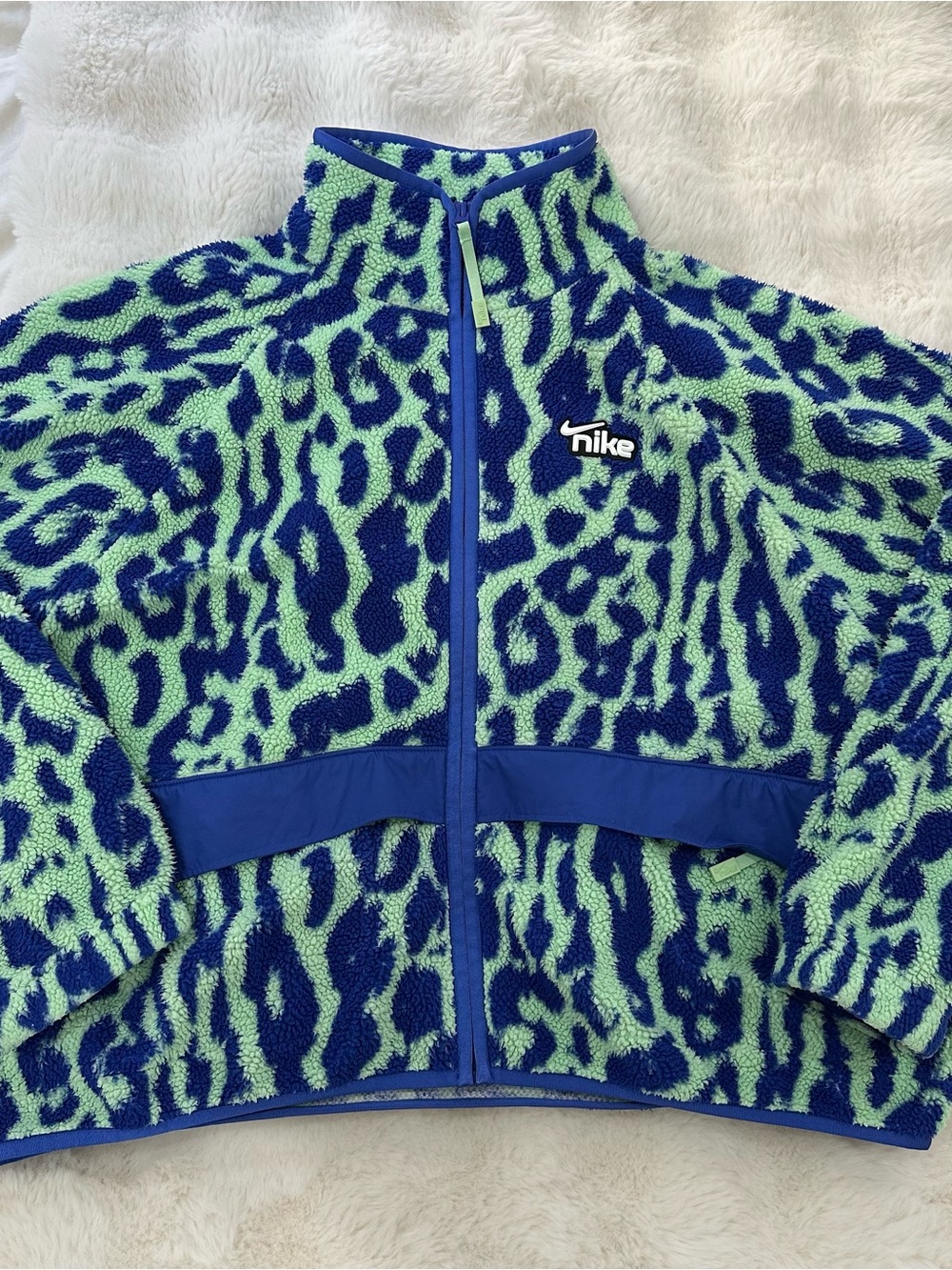 RARE Nike Green & Blue Cheetah Print Fleece Jacket
